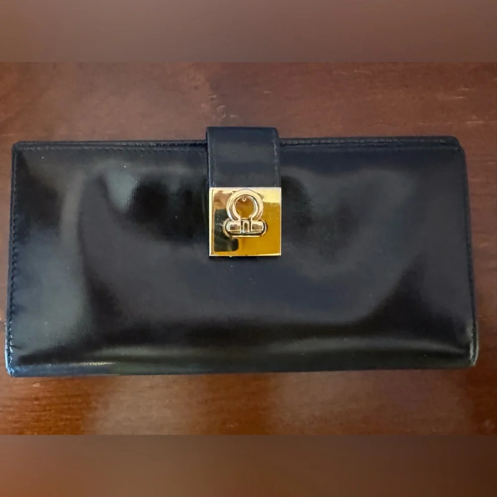 Salvatore Ferragamo Long Black Wallet - Picture 1 of 8